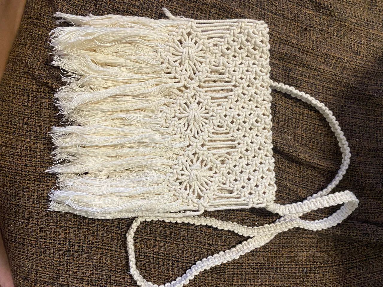Duas bolsas de Macramê, máxi e média, 100% algodão cru  - Foto 5