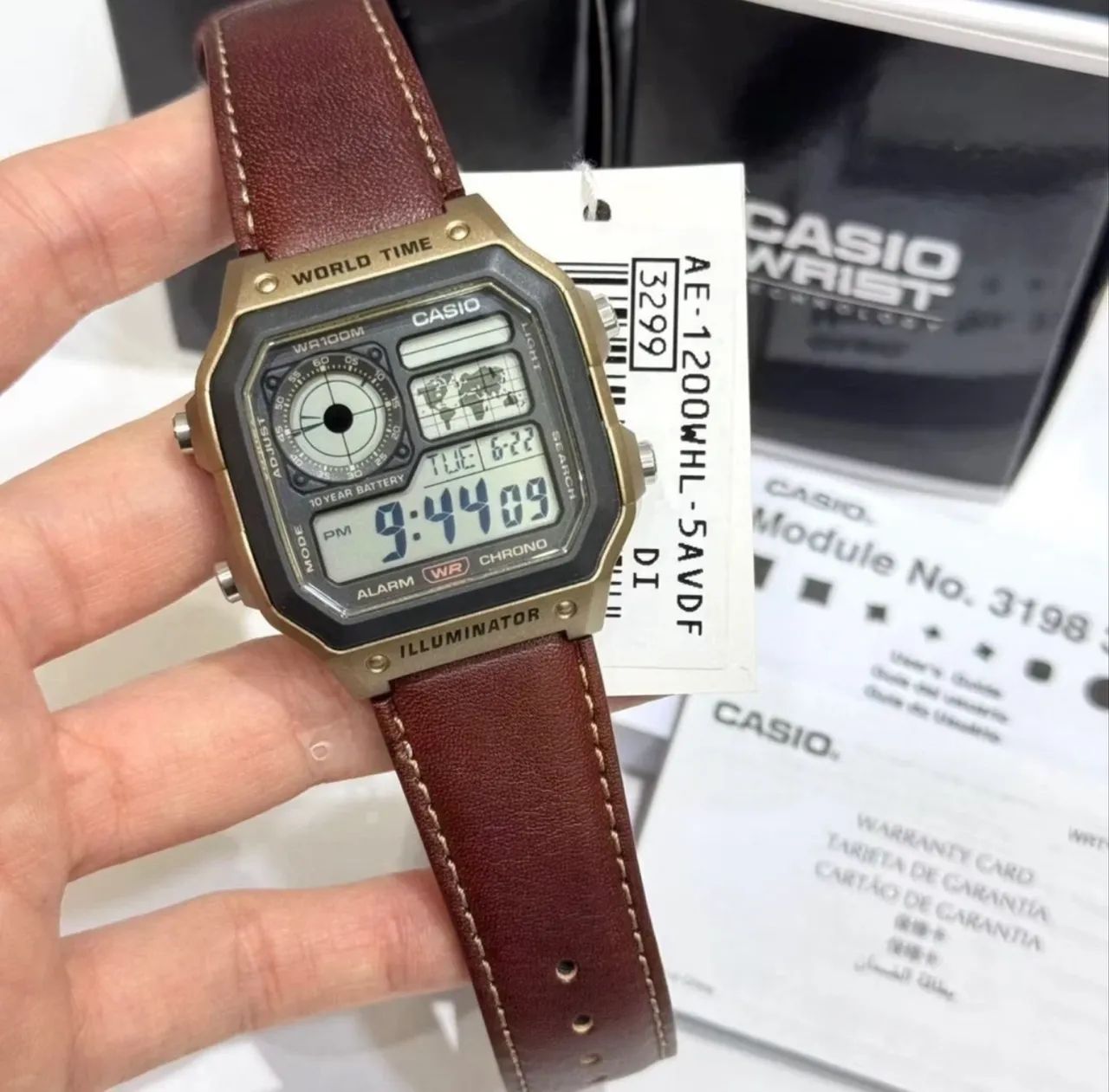 Relógio Casio World Time AE1200WHL pulseira couro  - Foto 3