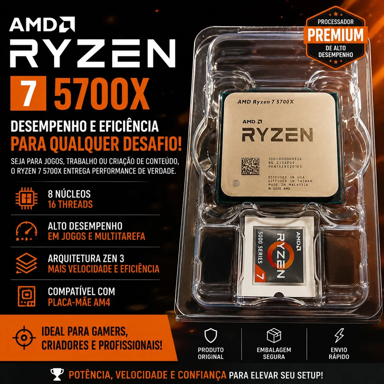 Processador AMD Ryzen 7 3700x 8-core 4.4ghz am4 zen 2