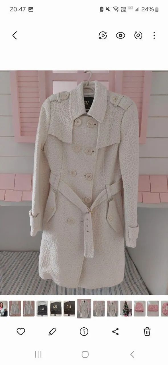 Casaco Trench Coat Off white  - Foto 2
