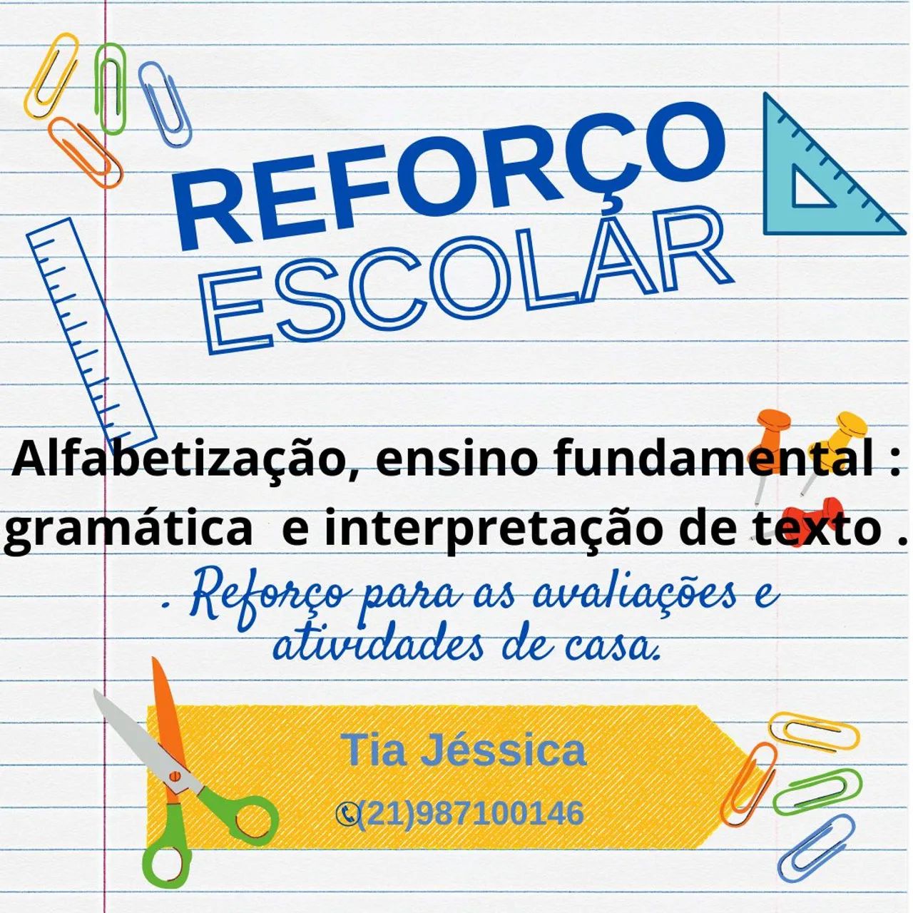 Professora de reforço de língua portuguesa