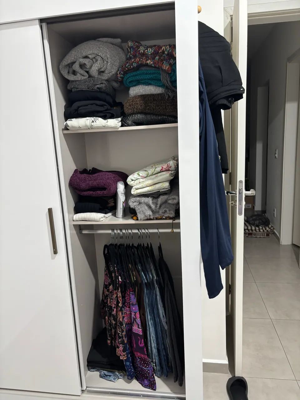 Guarda-Roupa Solteiro com Espelho 2 Portas de Correr e 2 Gavetas Branco - Foto 3