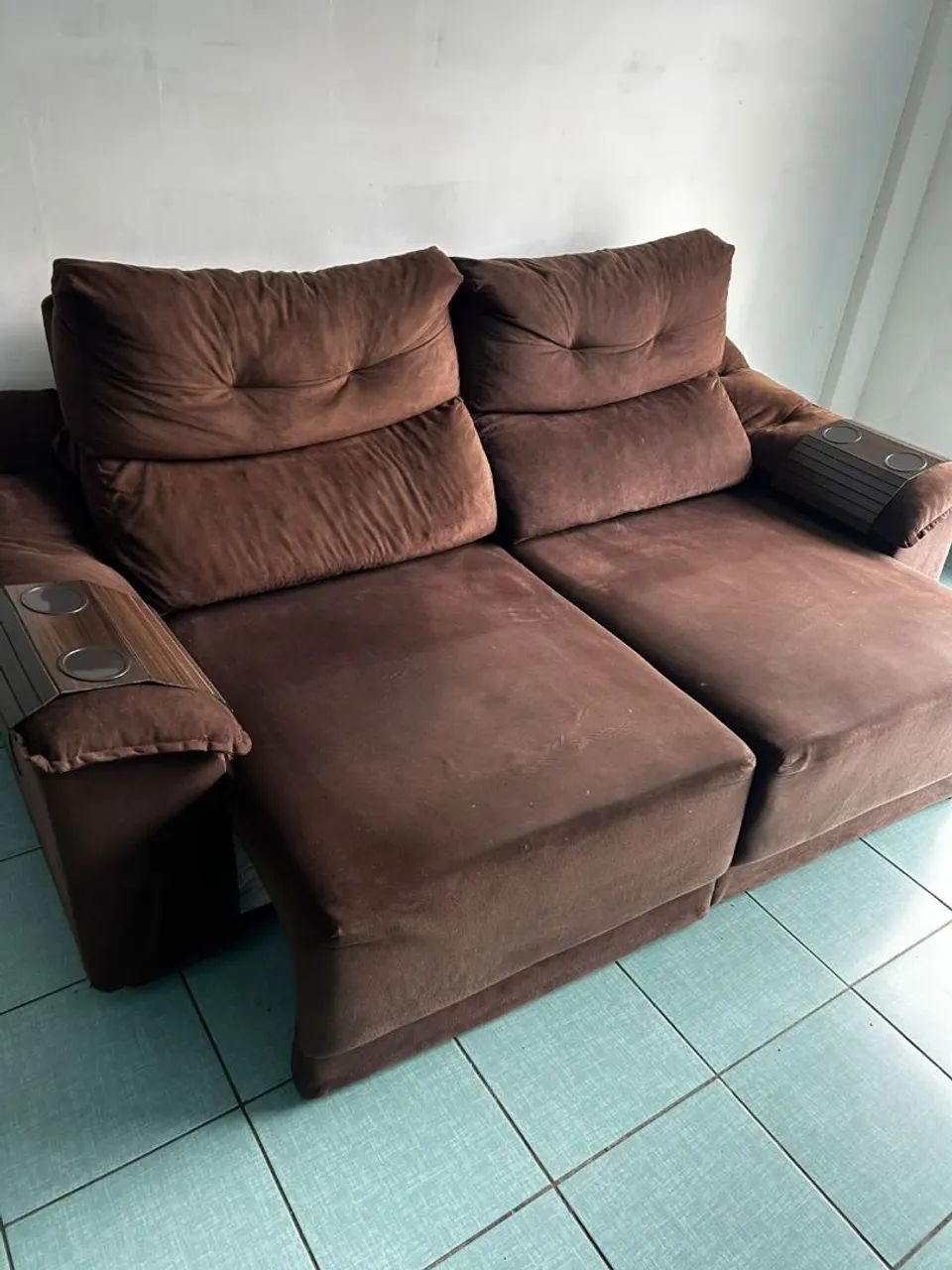 Sofá retrátil e reclinável em Suede 2 metros entrego 