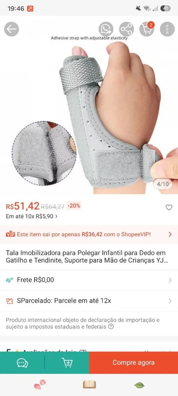 Ortese para dedo polegar infantil 