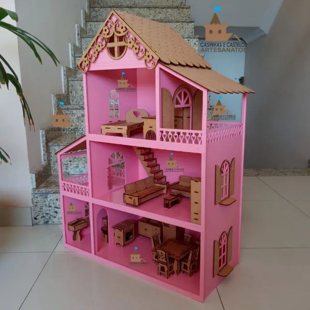 Casinha de Boneca 87 cm Montada e Pintada - Foto 3