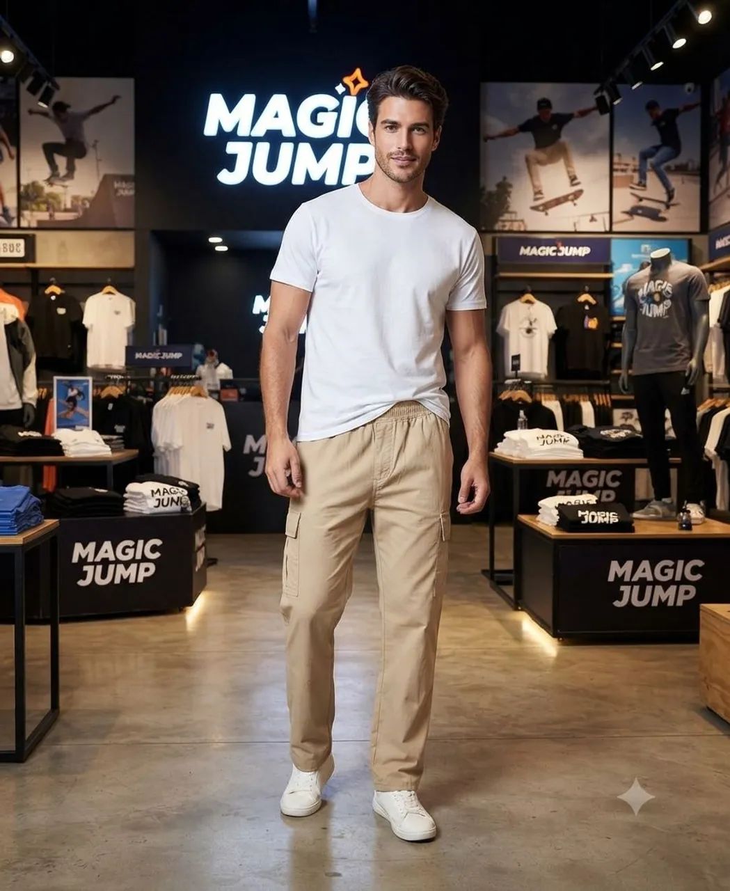 Calça Magic Jump Cargo Bege - Tam G