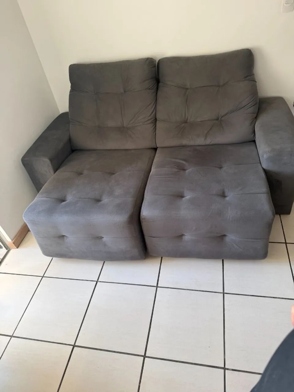 Sofá Linoforte Bonno 3 Lugares 2m Retrátil e Reclinável - Cinza - Foto 2