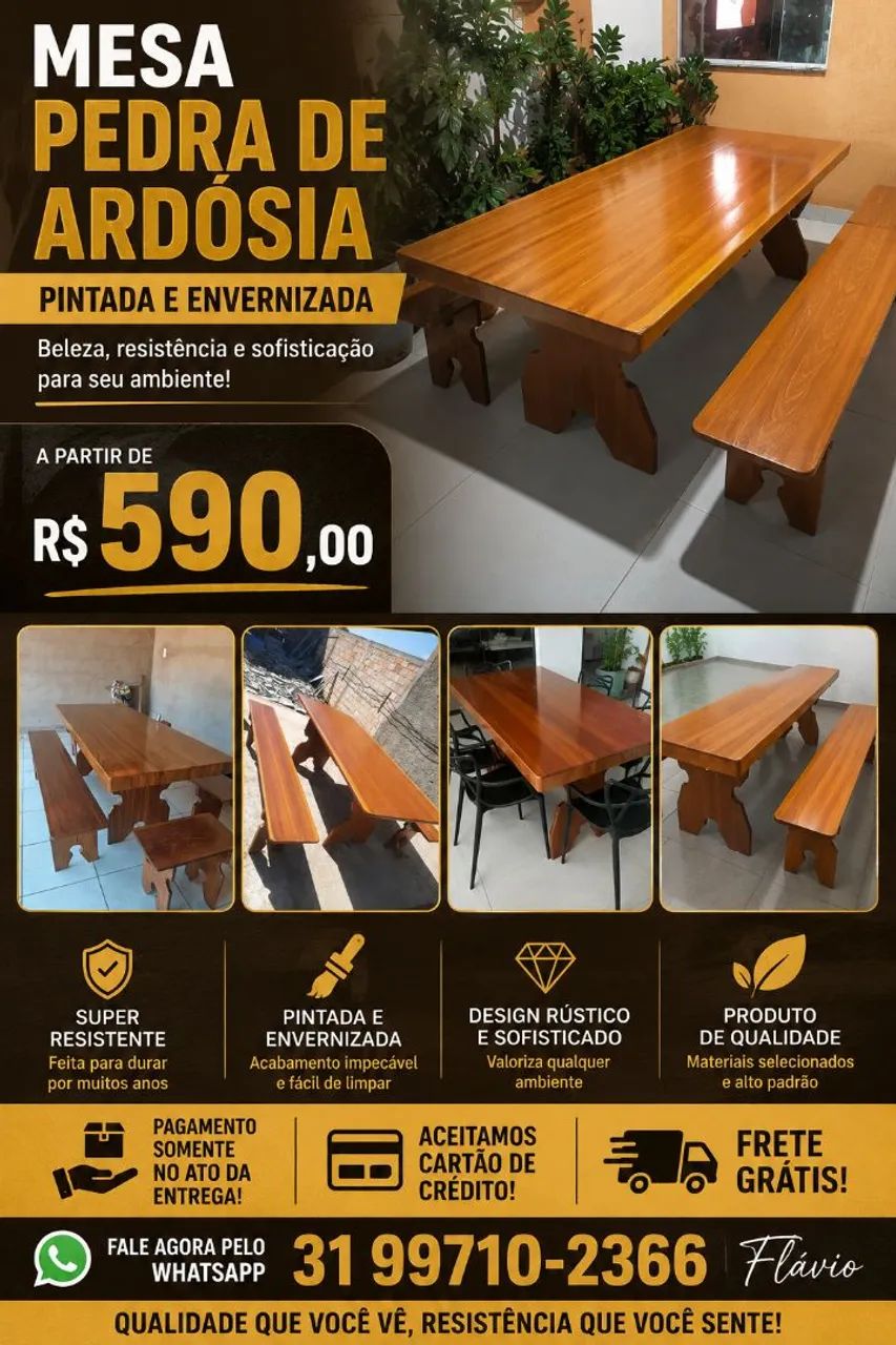 Mesa pedra de ardósia a partir de 590,00 