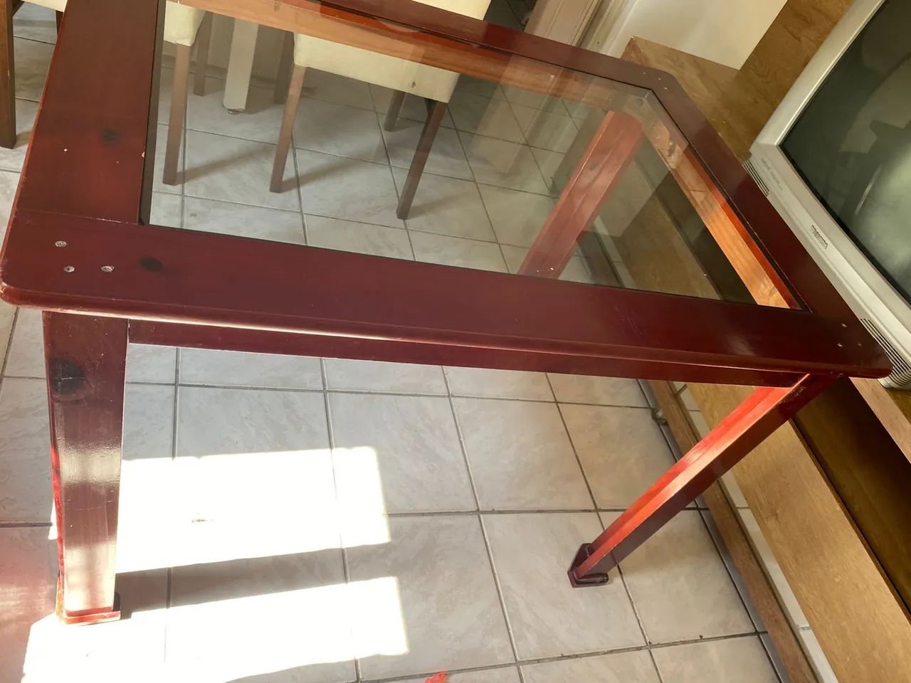 Mesa de vidro e madeira  - Foto 3
