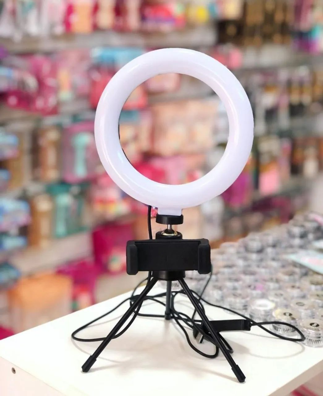 Iluminador Ring Light com suporte de celular 