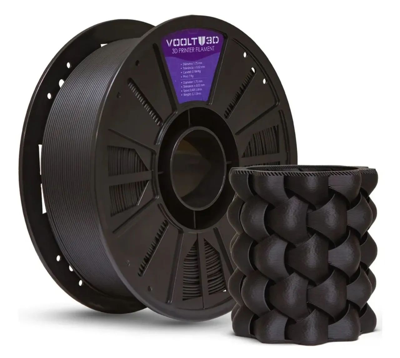 Filamento PLA Velvet Preto 1,75 mm - Voolt3D