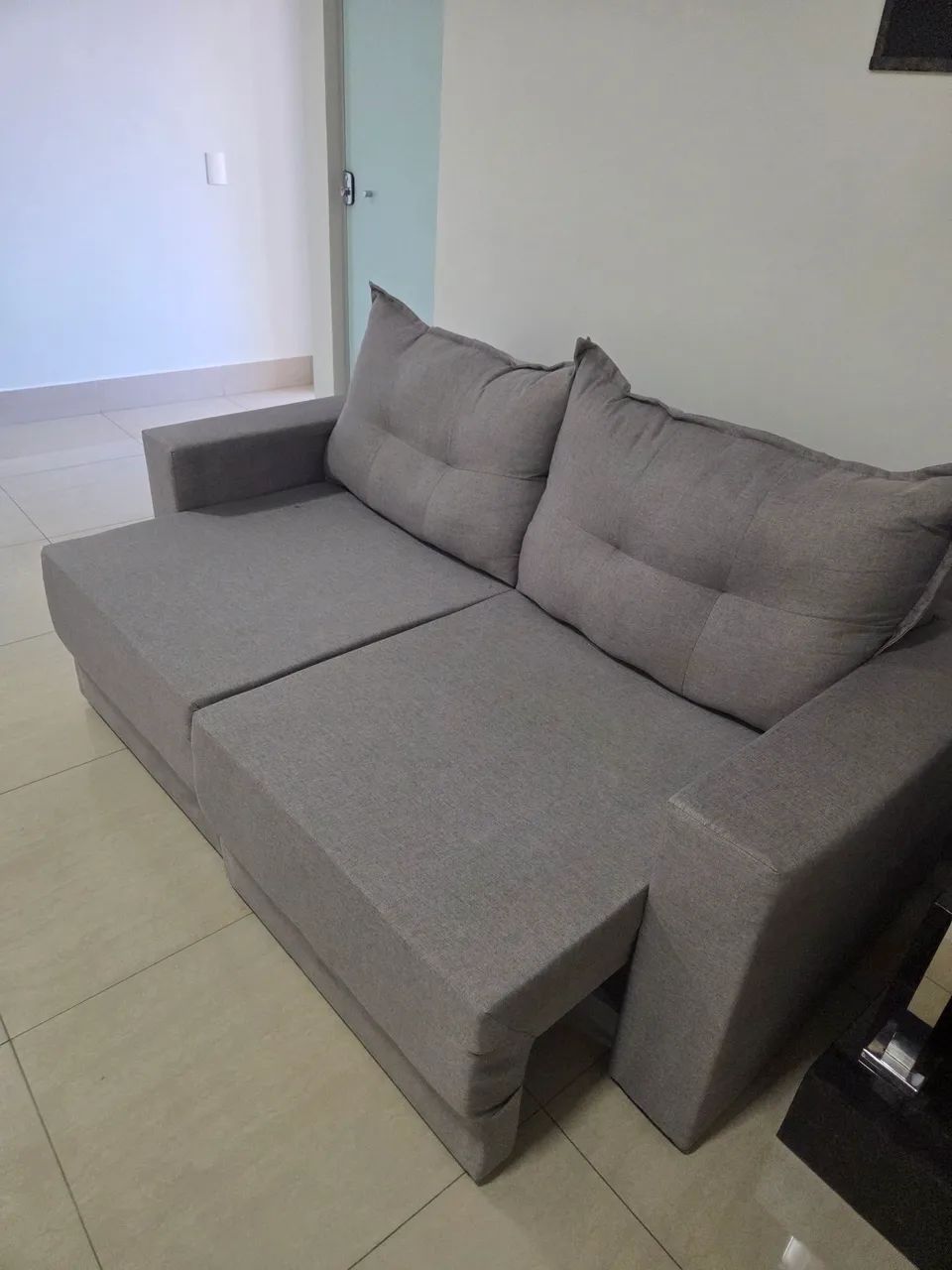 Sofá Retrátil 2 Lugares Cinza - Foto 5