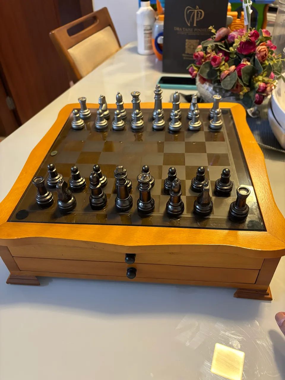 Jogo de xadrez Luxo caixa Madeira 