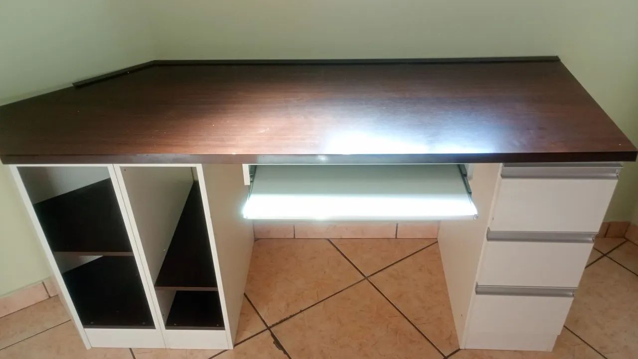 Escrivaninha de escritório (branco e tabaco)  - Foto 3