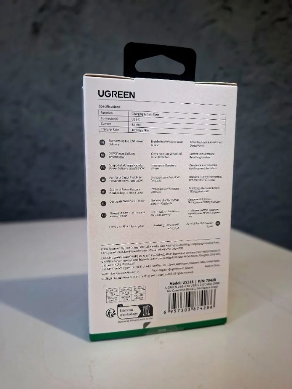 Cabo Ugreen USB-C para USB-C 100W 5A - Foto 2