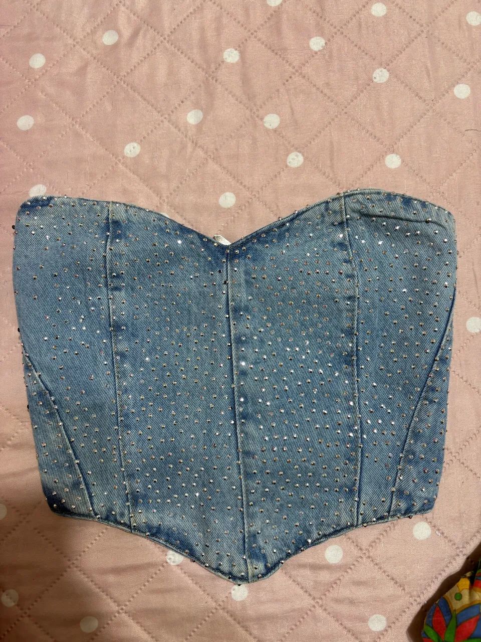 Cropped jeans com brilho