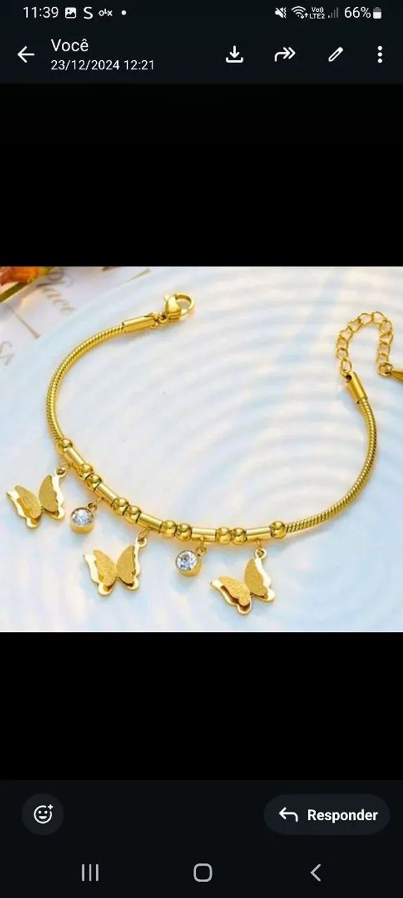 Pulseira De Aço Inoxidável Folheado a ouro 18k 