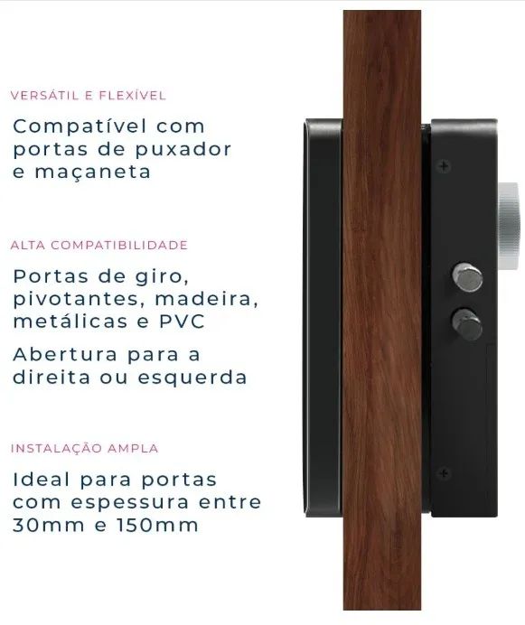 Fechadura Digital de Sobrepor, Abertura por senha ou tag, Pop, Preta, DS1100V, Elsys - Foto 2