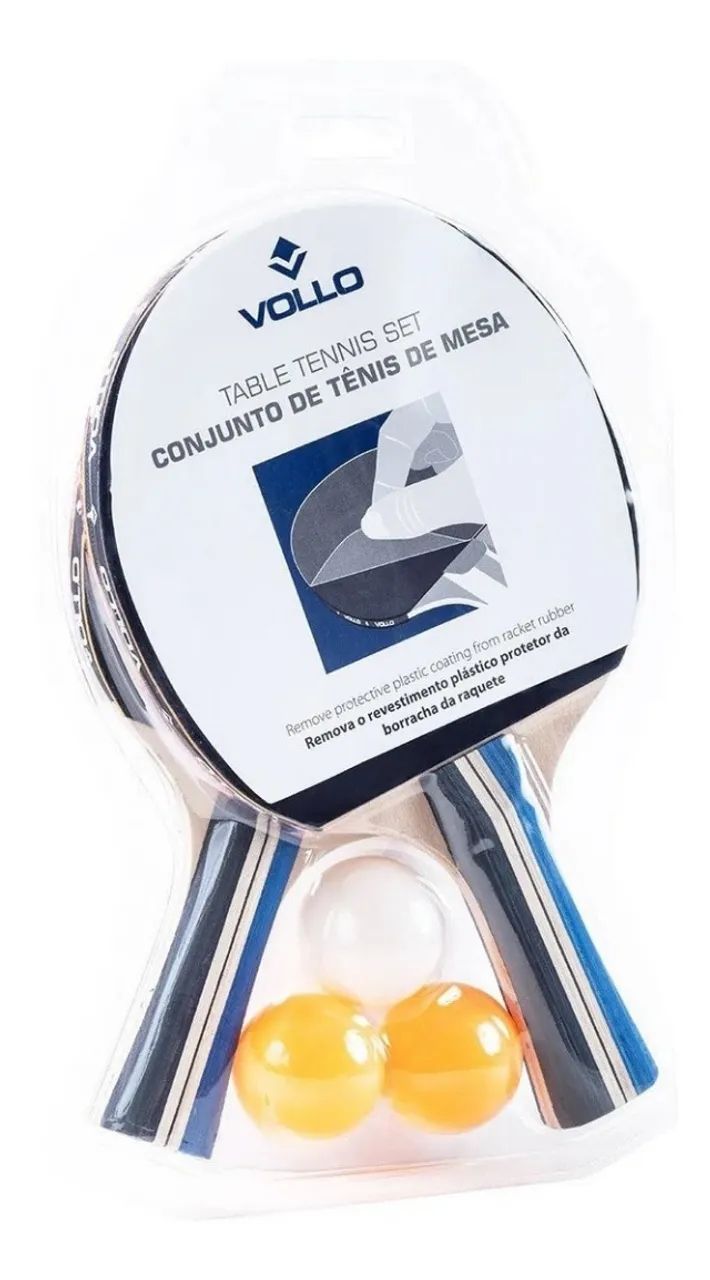 [NOVO/LACRADO] Kit Tênis De Mesa Ping Pong Vollo Com 2 Raquetes + 3 Bolas - Foto 3