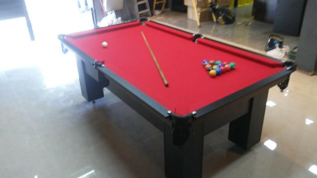 Mesa Charme 4 Pés Laterais | Mesa Preta | Tecido Vermelho |WJNF8440 - Foto 2