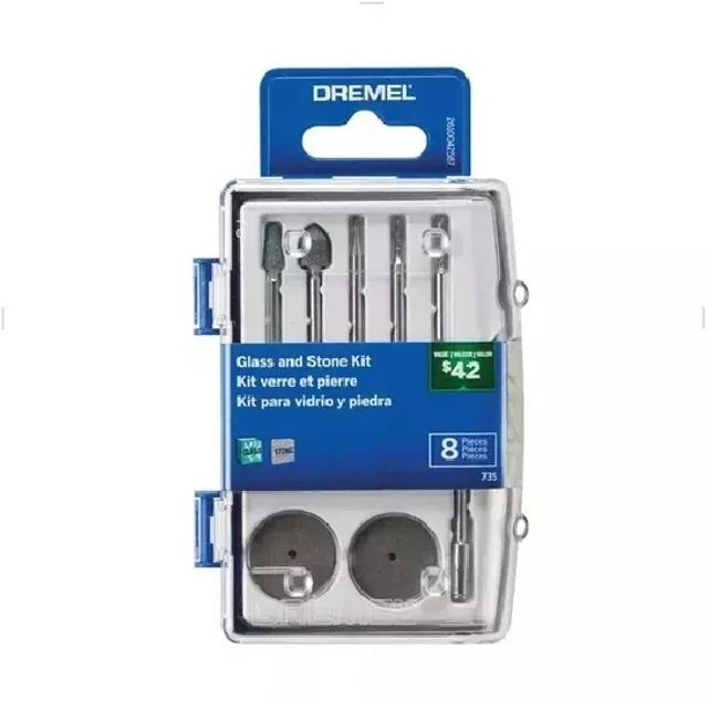 Kit 735 Para Vidro E Pedra Rotativo 8 Peças Dremel