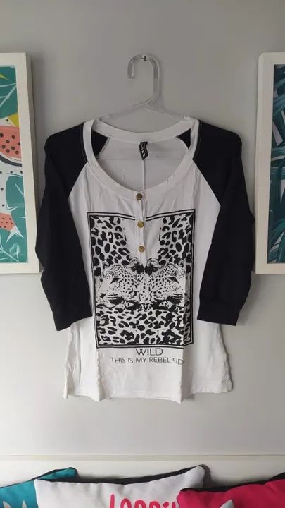 camiseta high school manda 3/4 detalhe onça