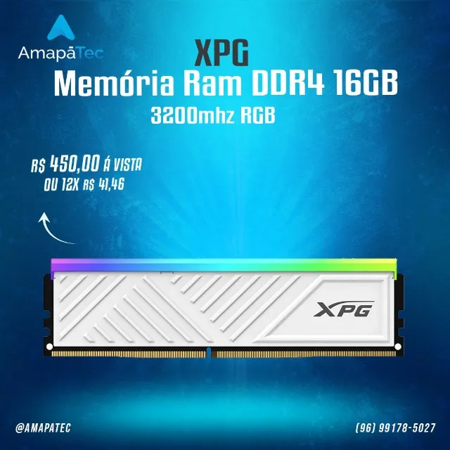 Memória RAM XPG Spectrix D35G RGB, 16GB 3200MHz DDR4 CL16 Branco
