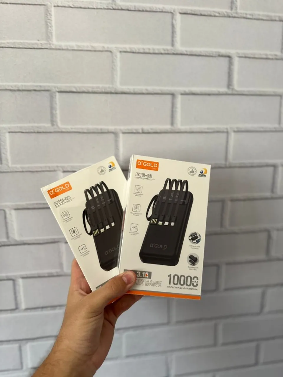 Carregador Portátil de10.000Mah AGold BTE-18 com 4 cabos embutidos (Fazemos entregas!)