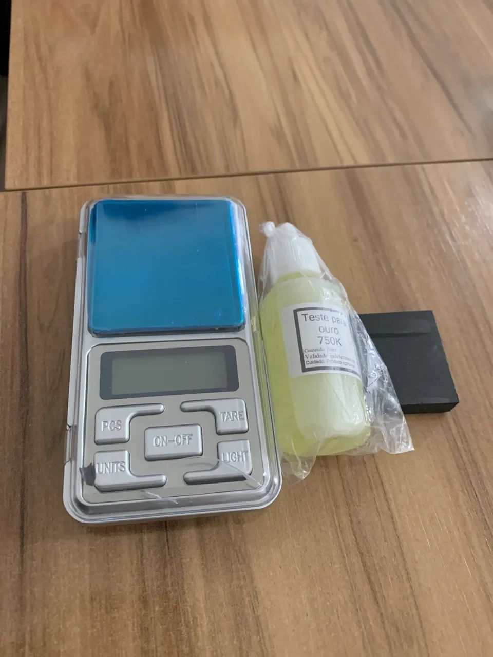 Kit teste de ouro 18k - balança, ácido e pedra