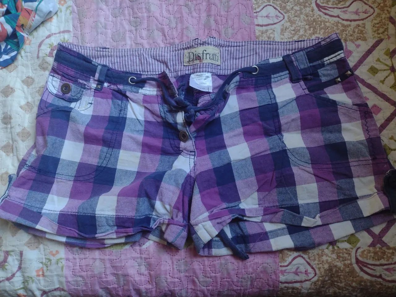 Short tamanho 42 xadrez roxo