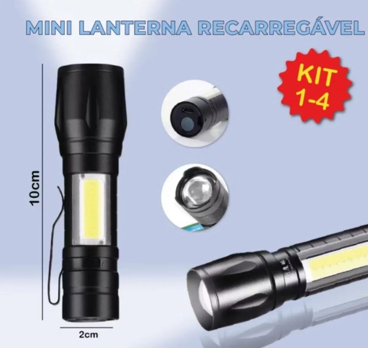 Mini lanterna com zoom de alta potência - Tática 