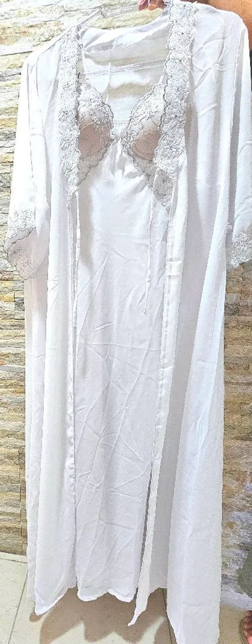 Conjunto camisola longuete, robe e calcinha - Foto 2