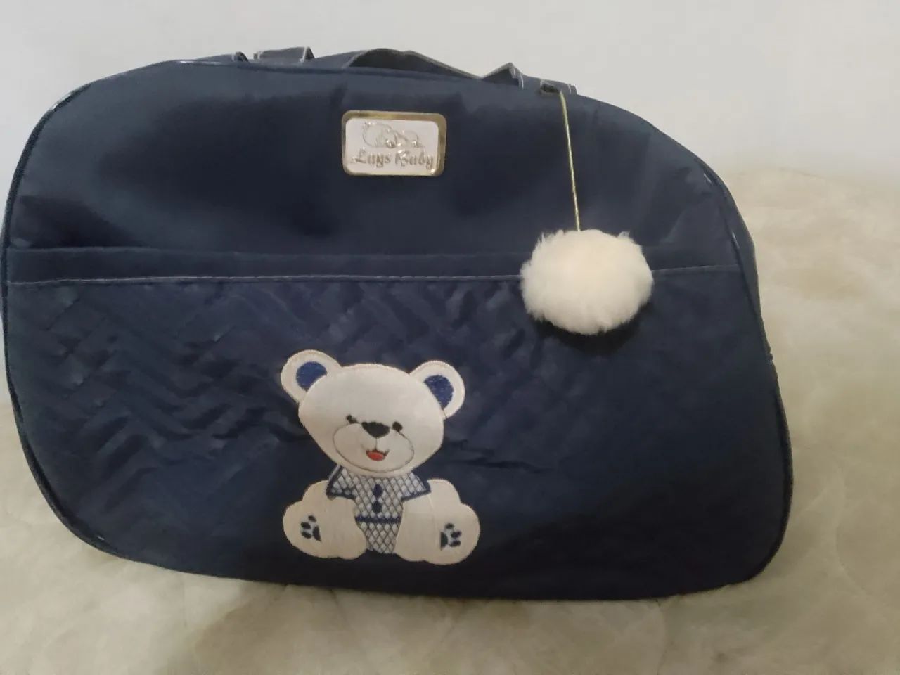 Kit de bolsa maternidade azul com ursinho - Foto 3