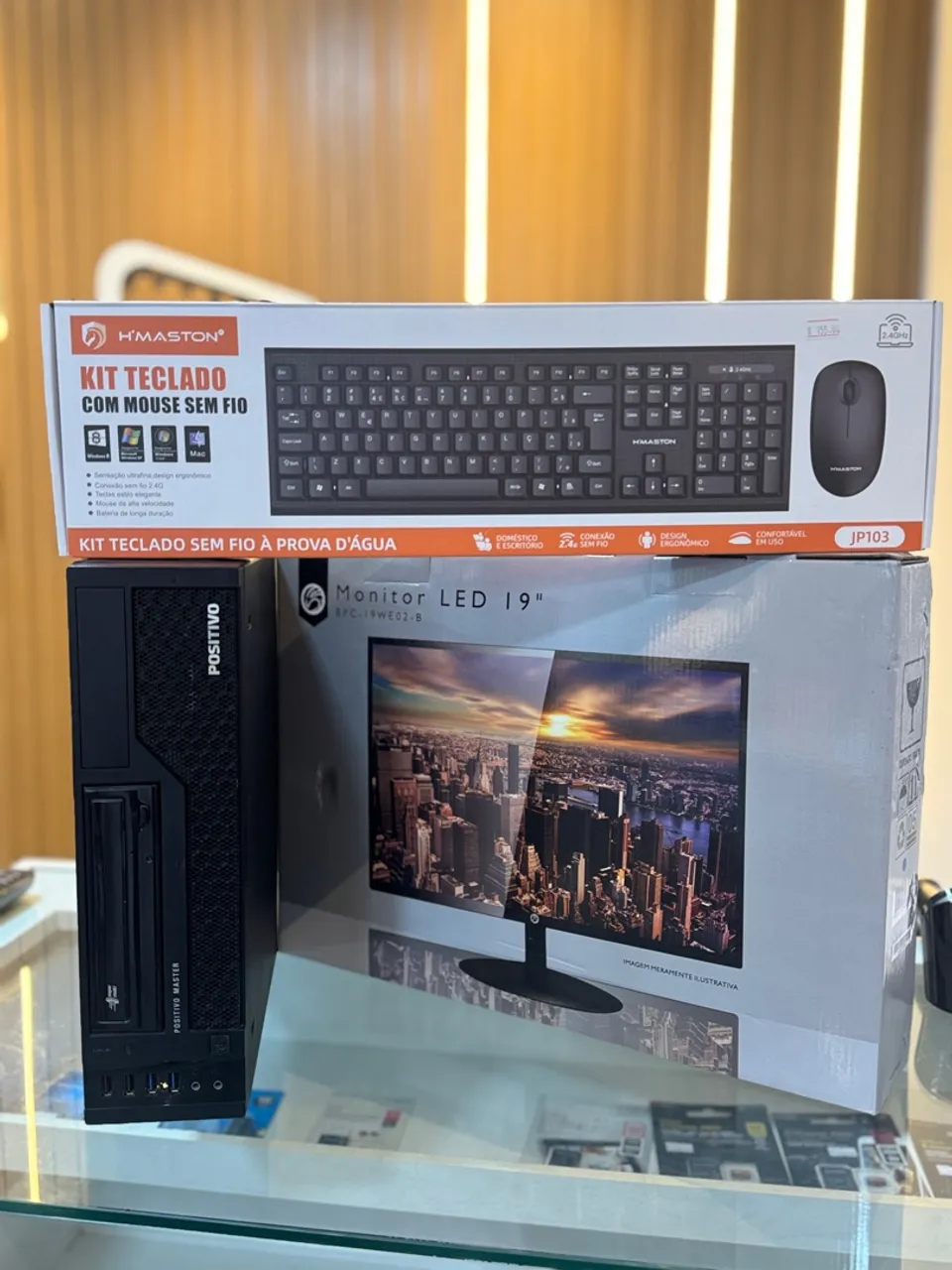 Kit Completo Positivo Monitor 19" Teclado e Mouse Sem Fio