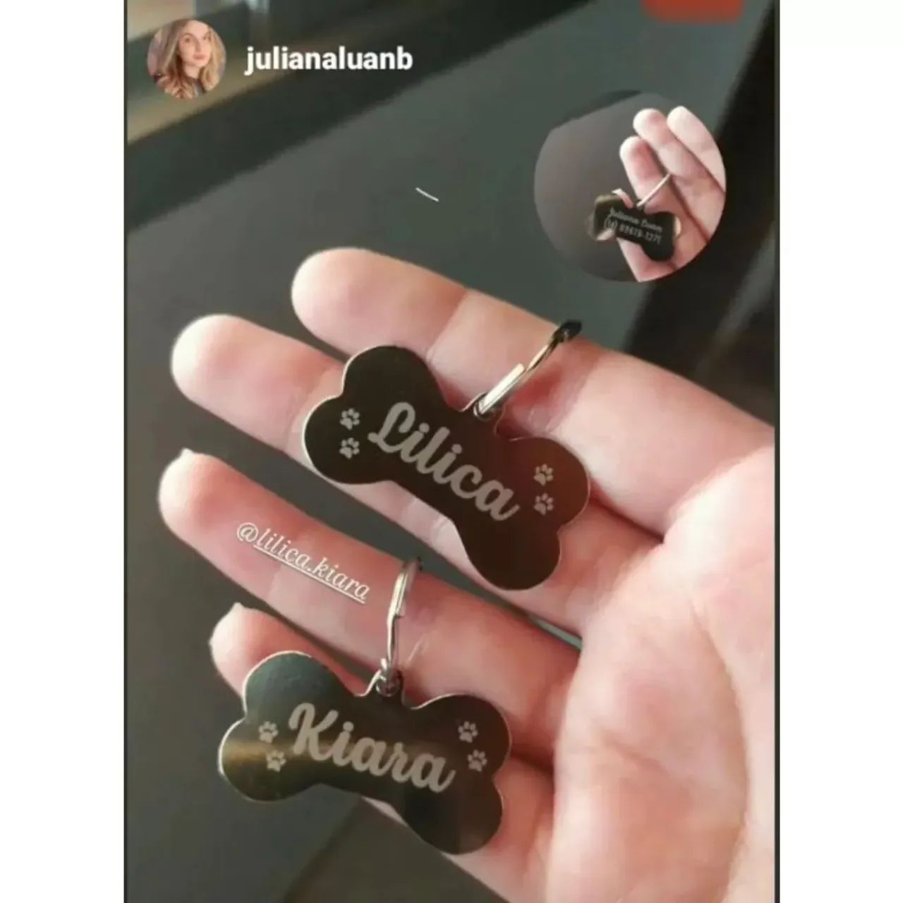 Pingente Osso para Cachorro com Nome e Telefone - Foto 3