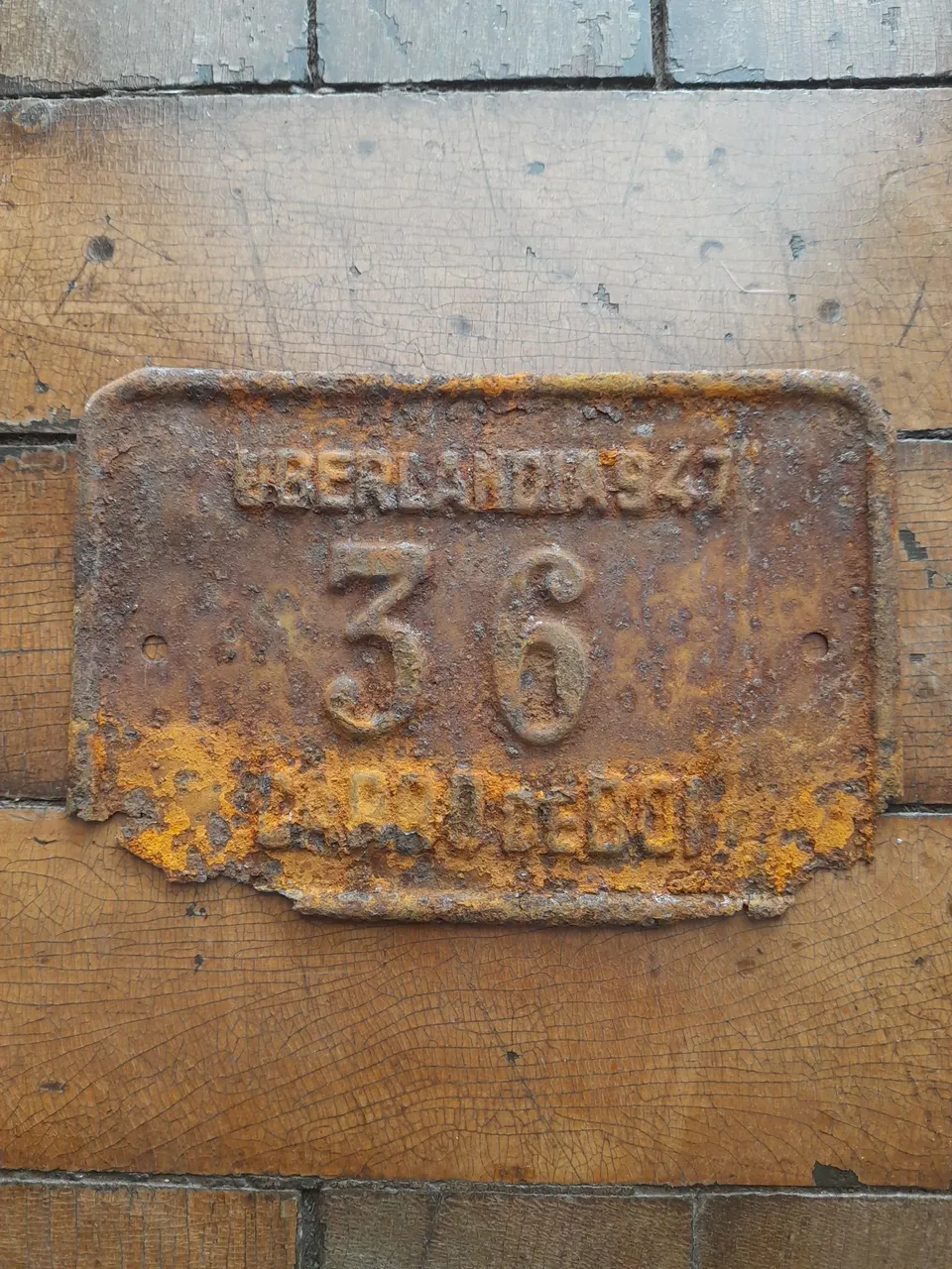 Placa Antiga de Carro de Boi Uberlândia Década de 1940