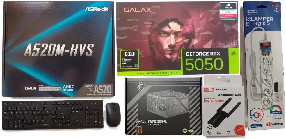 Computador PC Gamer AMD Ryzen 5 5500 NVidia RTX 5050 24B DDR4 SSD 256GB HD 1TB - Foto 5