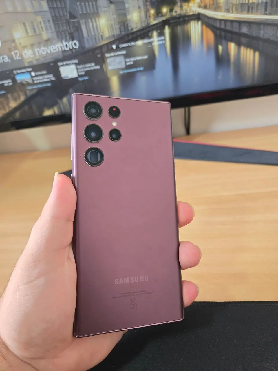 Galaxy S22 Ultra Vinho 12/256 Gb aceito troca passo cartão
