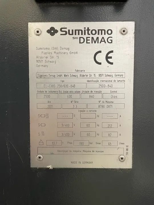 Máquina Injetora Sumitomo Demag 250 ton. - Foto 5
