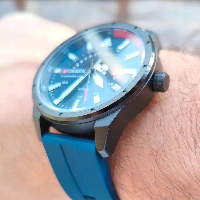 Relógio Curren Silicone Azul Elegante - Foto 2