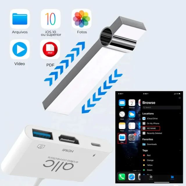 Cabo Adaptador Lightning Para Hdmi + Usb Otg - iPhone iPad - Foto 3