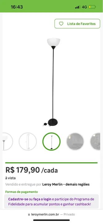 Luminária de chão com cúpula branca