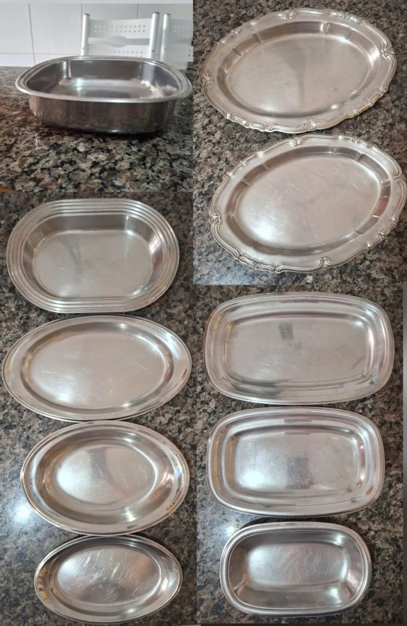 10 travessas de inox