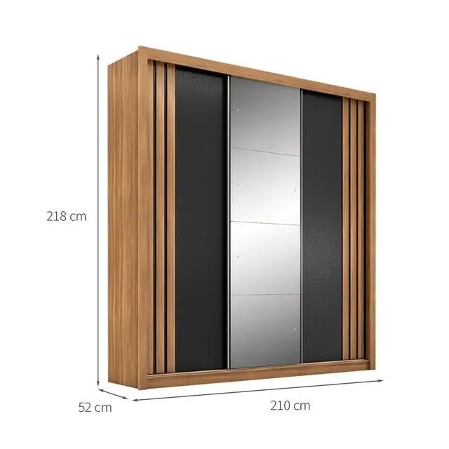Guarda Roupa Casal 3 Portas Com Espelho e 2 Gavetas Moema Novo - Foto 3