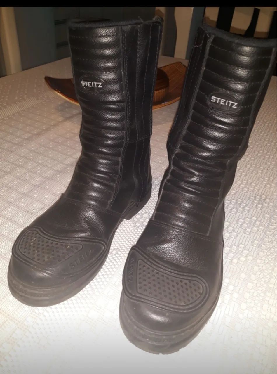 Botas de Motociclista Steitz - Couro Preto