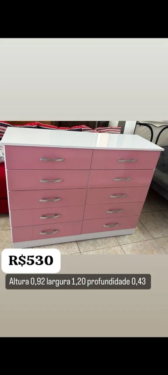 Cômoda Rosa com 6 Gavetas ,varias cores disponíveis 
