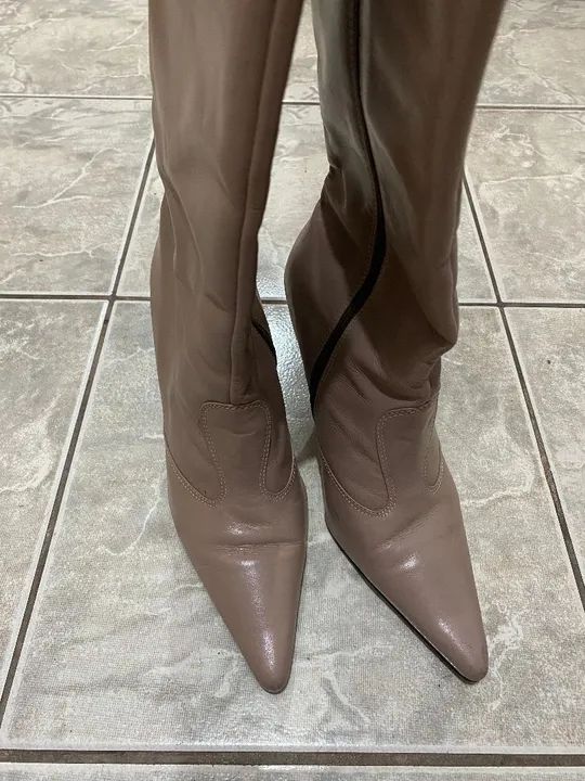 Bota de couro bege 36 - Foto 3