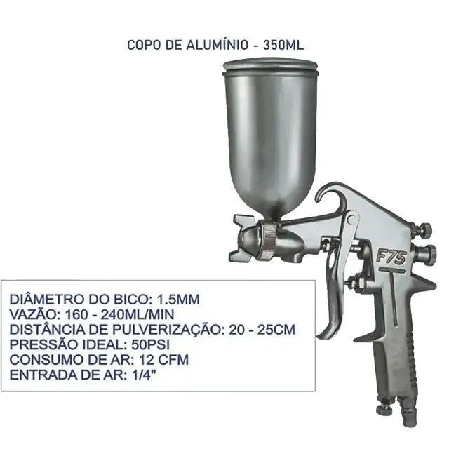 PISTOLA DE TINTA GRAVIDADE 350ML - LOTUS - Foto 3