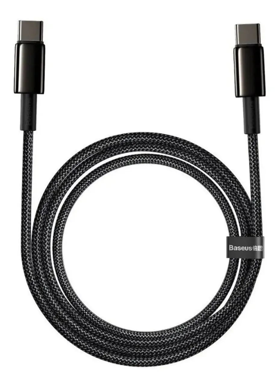 Cabo Tipo C Para Tipo C Baseus Tungsten Gold 100w 1m Preto