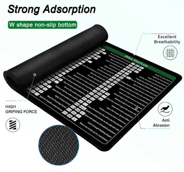 Mouse Pad Atalhos Excel Com Base Antiderrapante, 900x300x2mm - Foto 4
